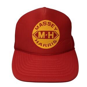 Massey Harris Snapback Trucker Hat Red One Size Adjustable Mesh Back Nissun